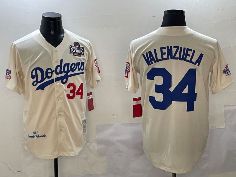 Men Los Angeles Dodgers #34 Valenzuela Cream Throwback Game 2025 Nike MLB Jersey style 3132